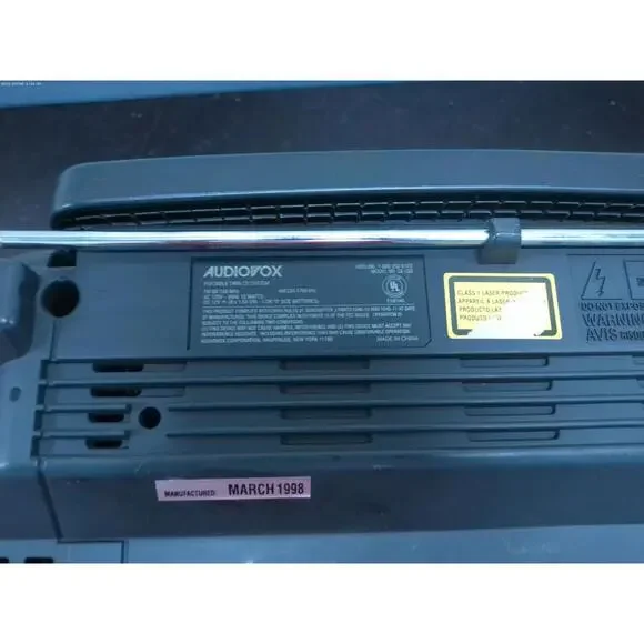Audiovox Radio Player Boombox CE-203 Twin CD Stereo Cassette Recorder in Gray